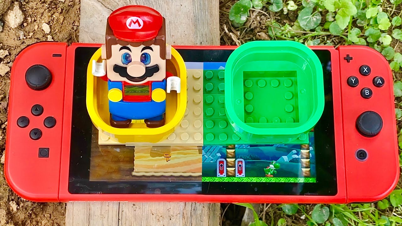 Lego Mario enters two games on Nintendo Switch to save Yoshi. Will he succeed? #legomario