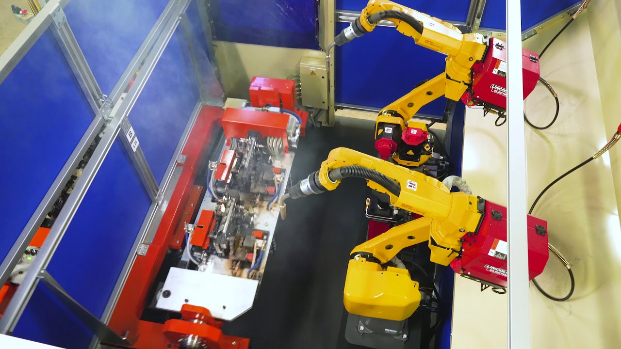 Robotic Welding Cell, Dial Trunnion 2 Robot Cell - TekCel DT2000