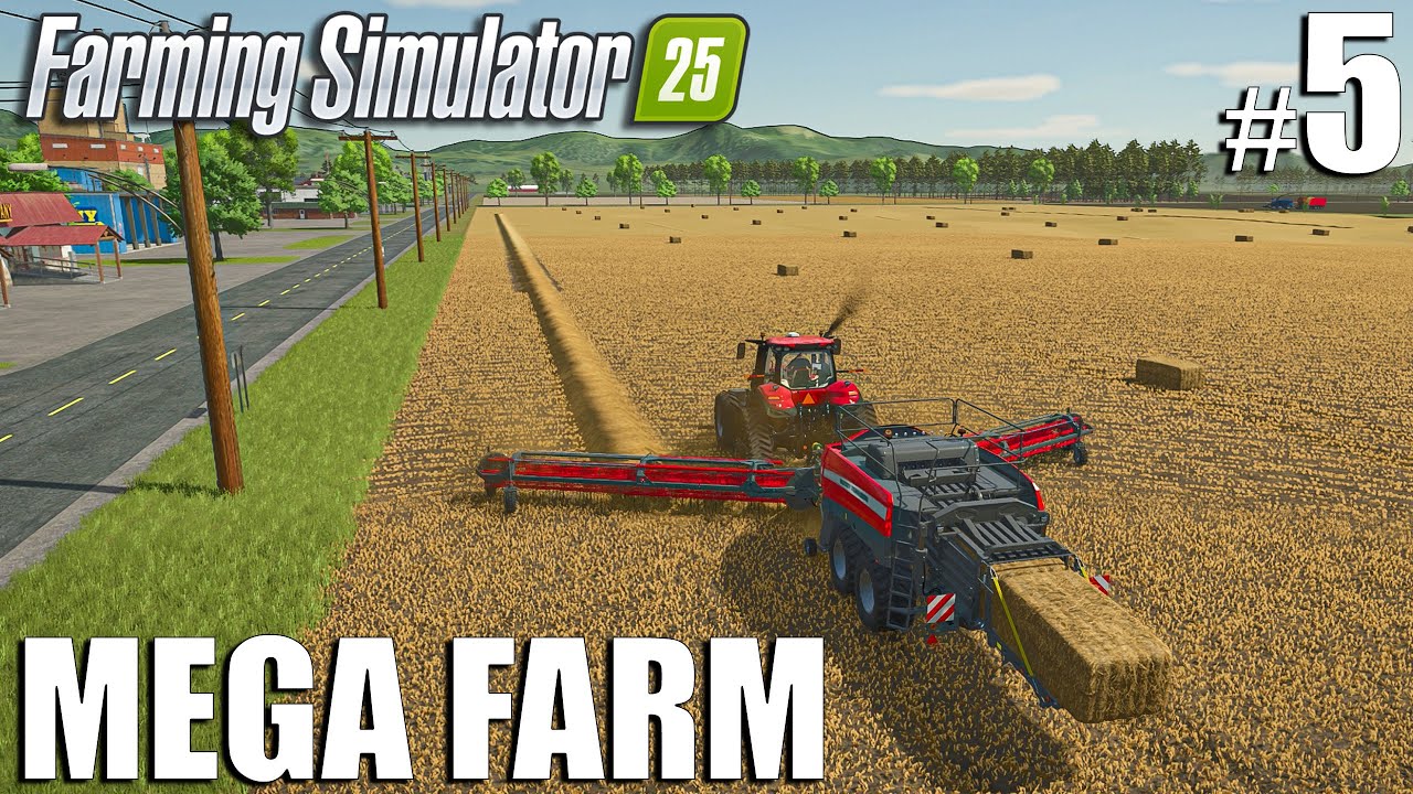 TURNING STRAW into BALES w/ MEGA BALER | MEGA FARM Challenge | Timelapse #5 | Farming Simulator 25