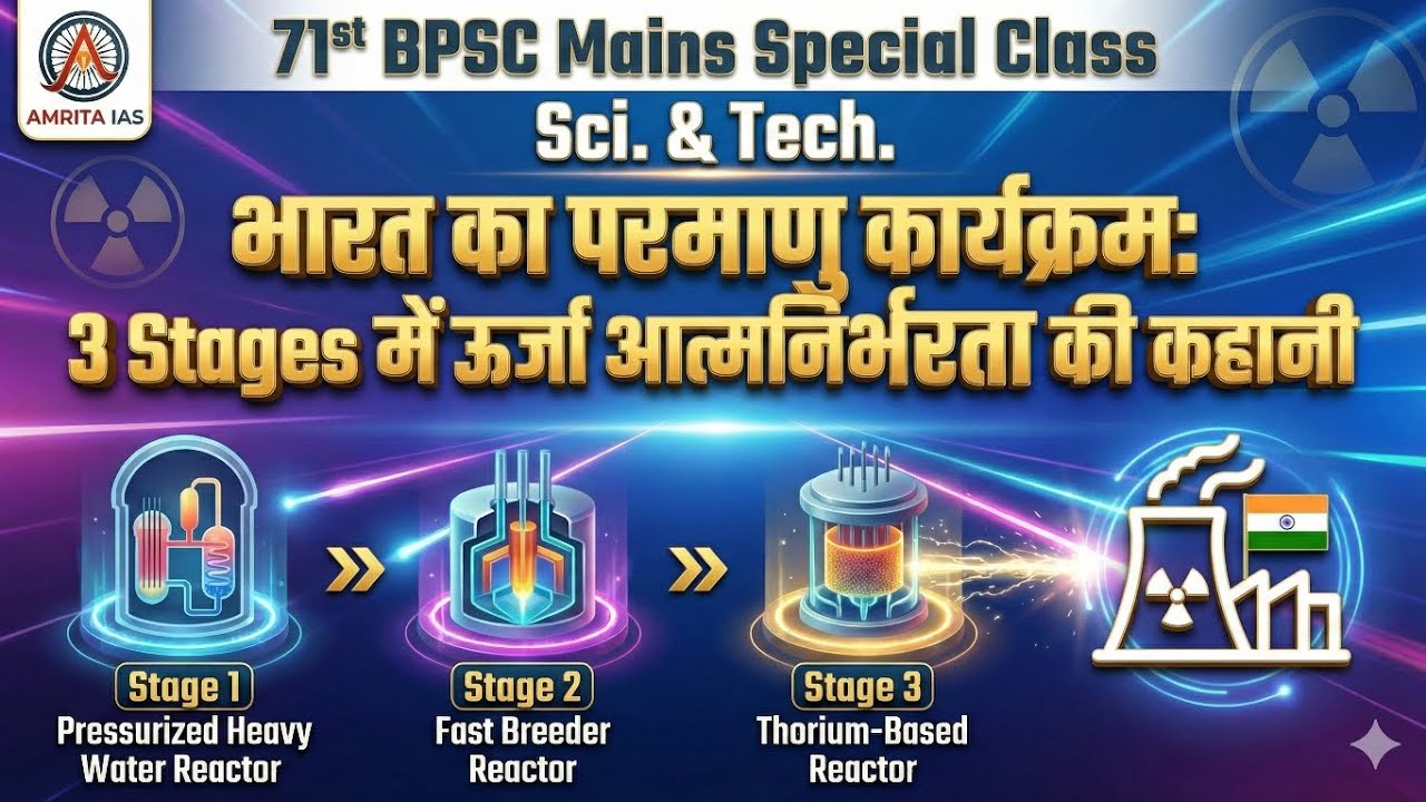 भारत का परमाणु कार्यक्रम: 3 Stages में उर्जा आत्मनिर्भरता की कहानी | 71st BPSC Mains Special Class |