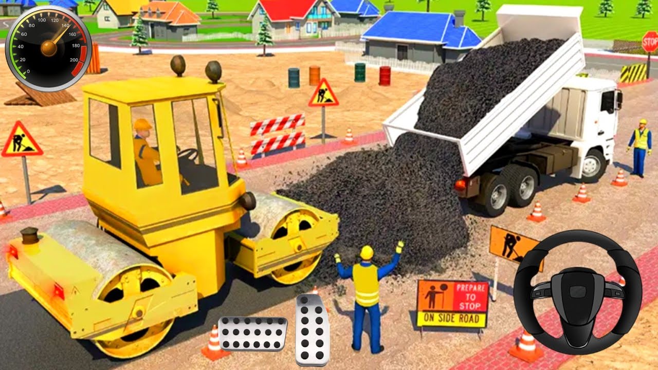 546 construction simulator - road construction bulldozer excavator truck game 