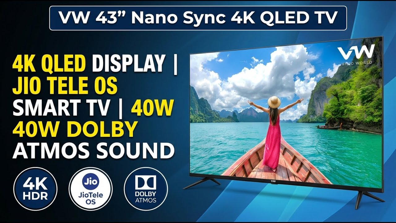 VW 43-Inch Nano Sync Series 4K Ultra HD Smart JioTele OS QLED TV Review | Review in Hindi | Features