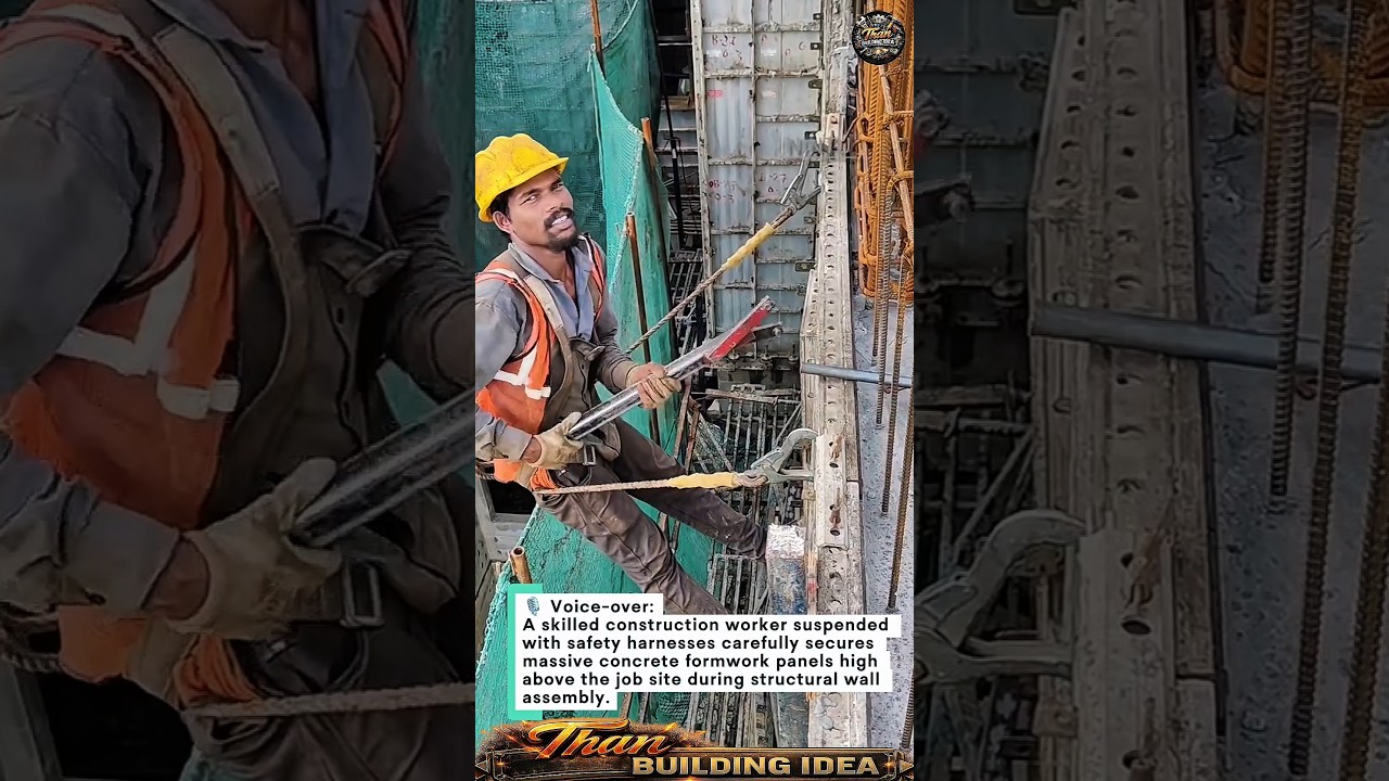 Fearless Worker Installing Giant Concrete Formwork! 🏗️🔥 #Construction #Formwork #Engineering