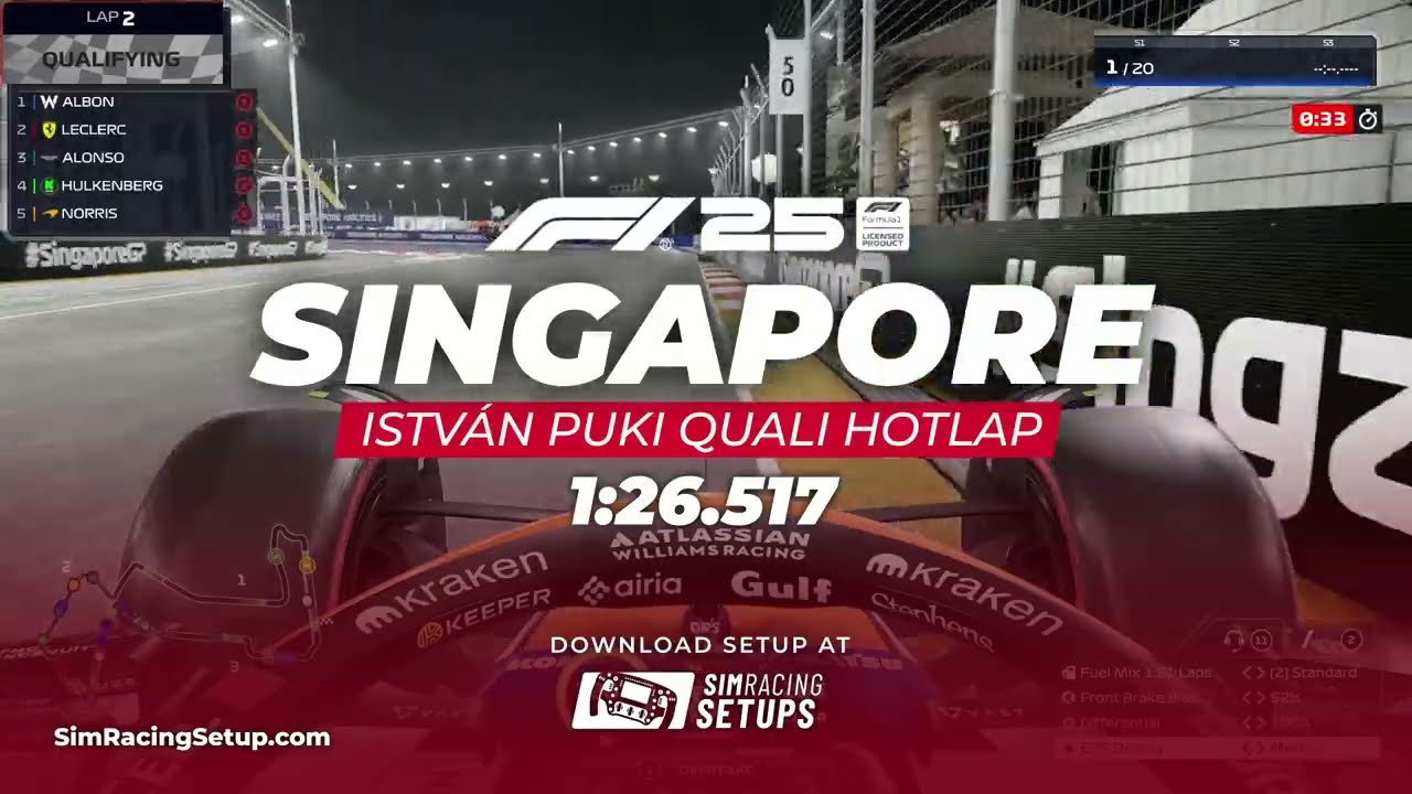 F1 25 Singapore Hotlap by F1 Esports Constructors Champion István Puki **1:26.517**