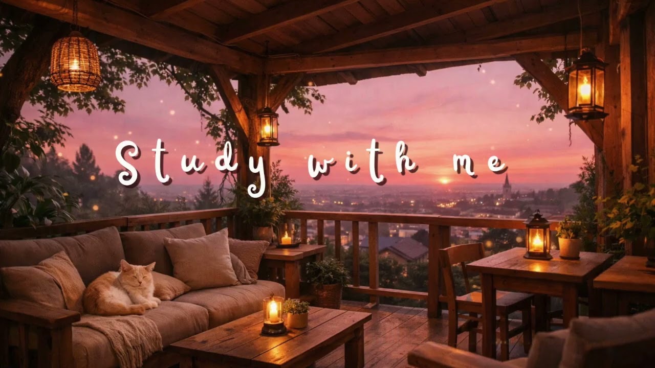 Study with Me ☕ Cozy Cafe Lofi | Sunset Chill Music for Focus & Relax