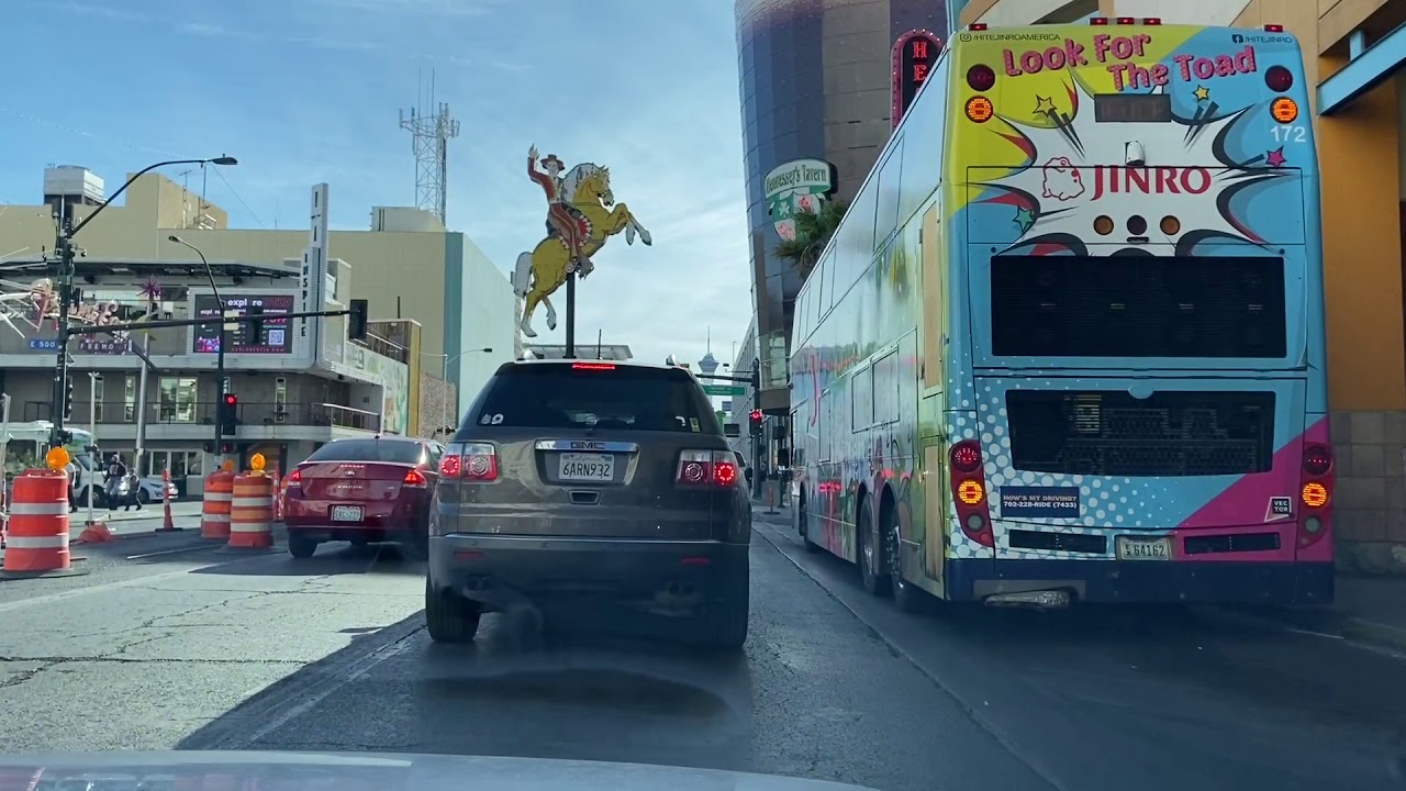 Driving through Downtown Las Vegas and South on Las Vegas Boulevard, the Strip