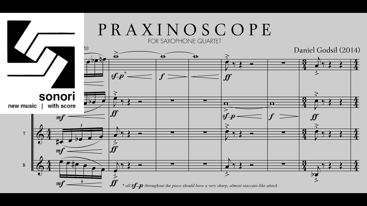 Daniel Godsil &mdash; Praxinoscope (2014) for saxophone quartet