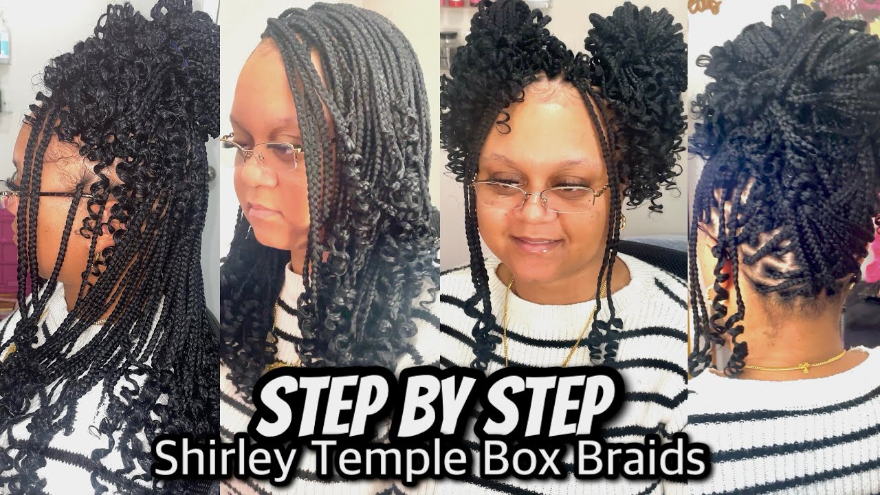 Shirley Temple Curly Box Braids Tutorial - Short Braids Styles - How to Achieve Juicy Perm Rod Curls