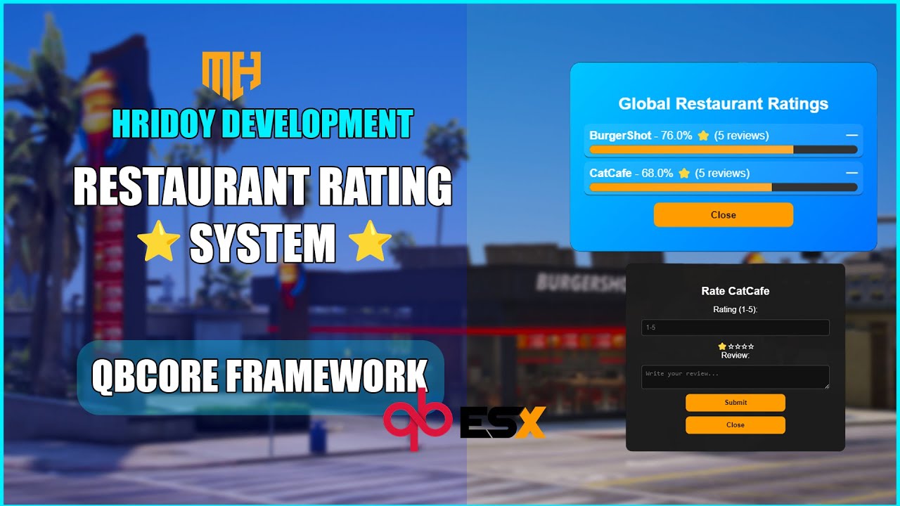Restaurant Rating System [QBCore/ESX] - Fivem Script
