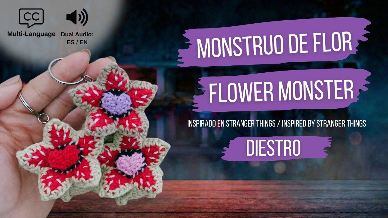Llavero Monstruo de Flor a Crochet 🧶 (Amigurumi Paso a Paso - Diestros)