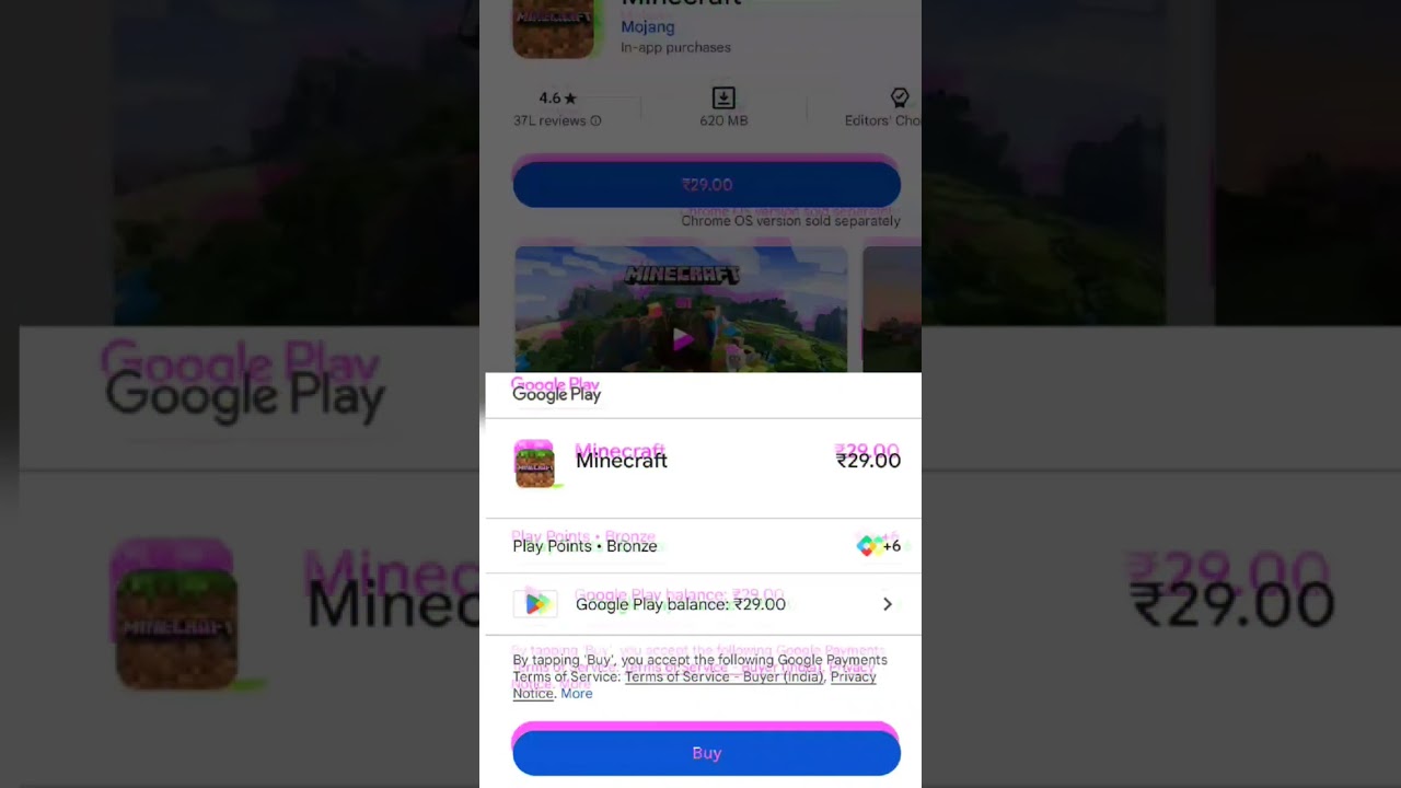 Buying Minecraft In Just Rupee 29. Check out Now in Play Store and app store#minecraft #viralshorts