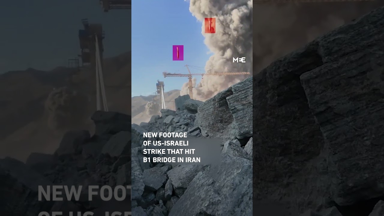 New footage shows the US-Israeli double-tap strikes which hit B1 bridge in Iran, killing 13