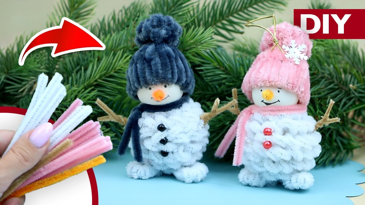 DIY: Милый Пушистый Снеговик из синельной проволоки 🎄 Новогодние поделки  ❤NataliDoma