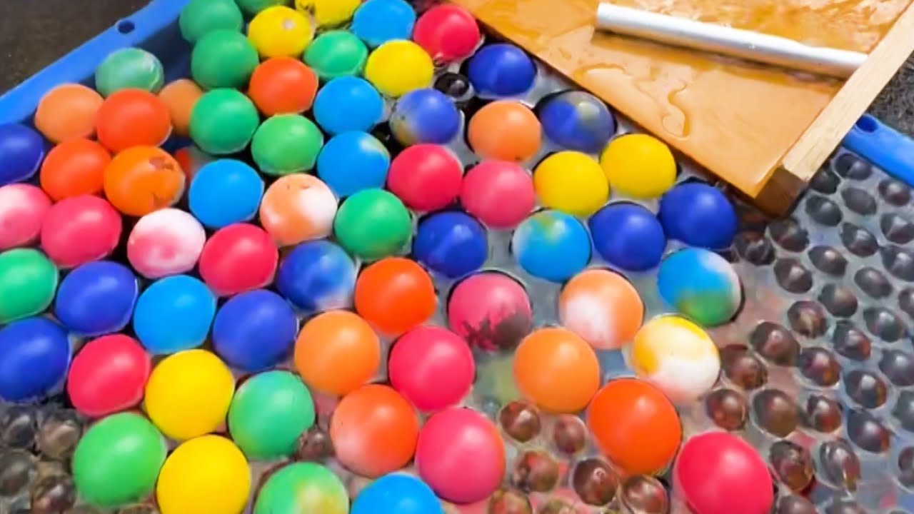 Marble run ☆ Handmade wooden slope rain gutter & colorful billiard ball dragon ball crystal ball