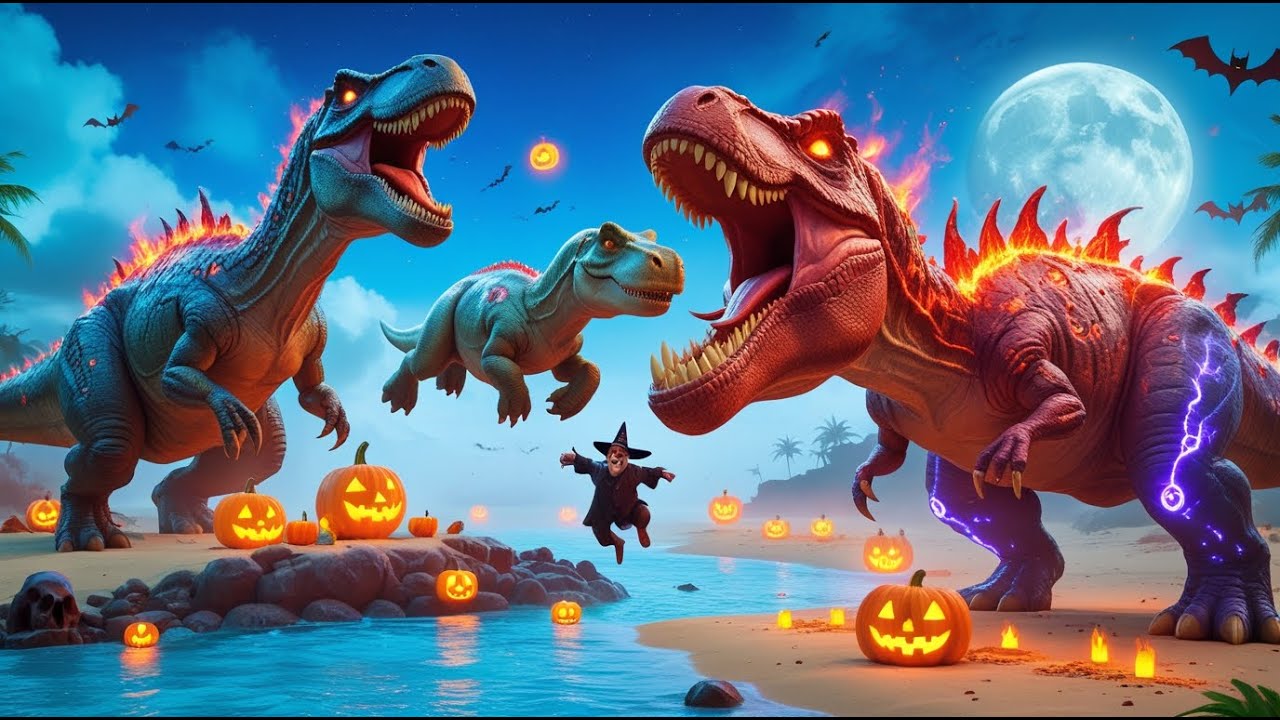 Mosasaurus vs Tyrannosaurus Rex, Velociraptor Dinosaurs Fighting in 🦖 Jurassic World Evolution 3