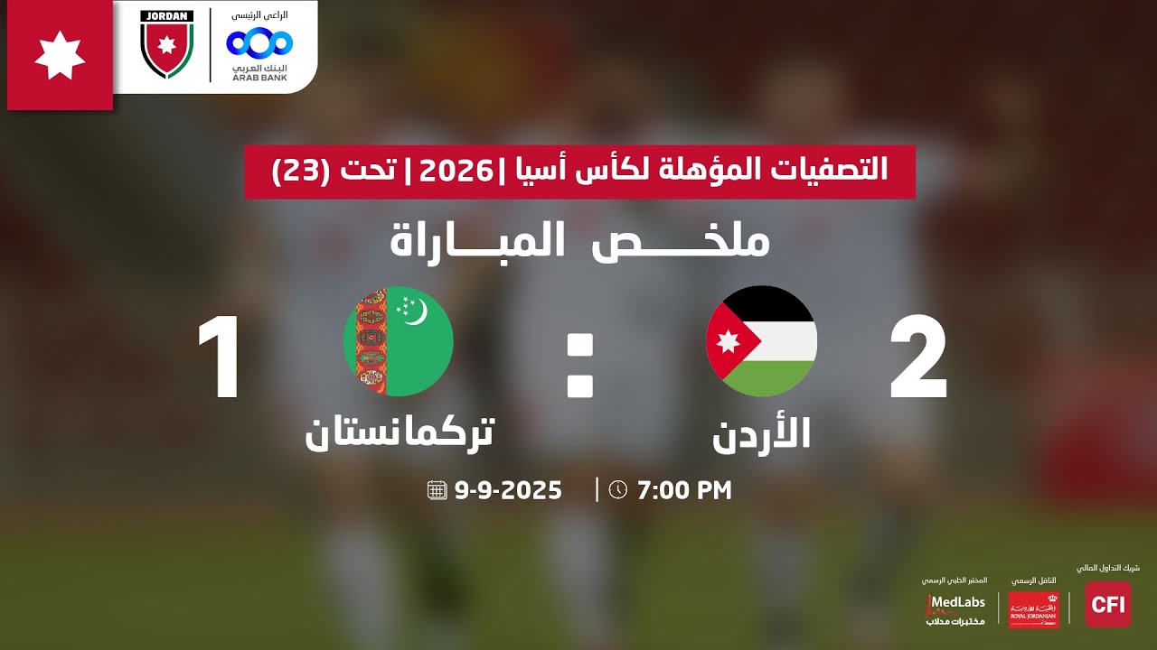 ملخص وأهداف مباراة الأردن و تركمانستان 2-1 | تصفيات كأس اسيا تحت 23 | 2026