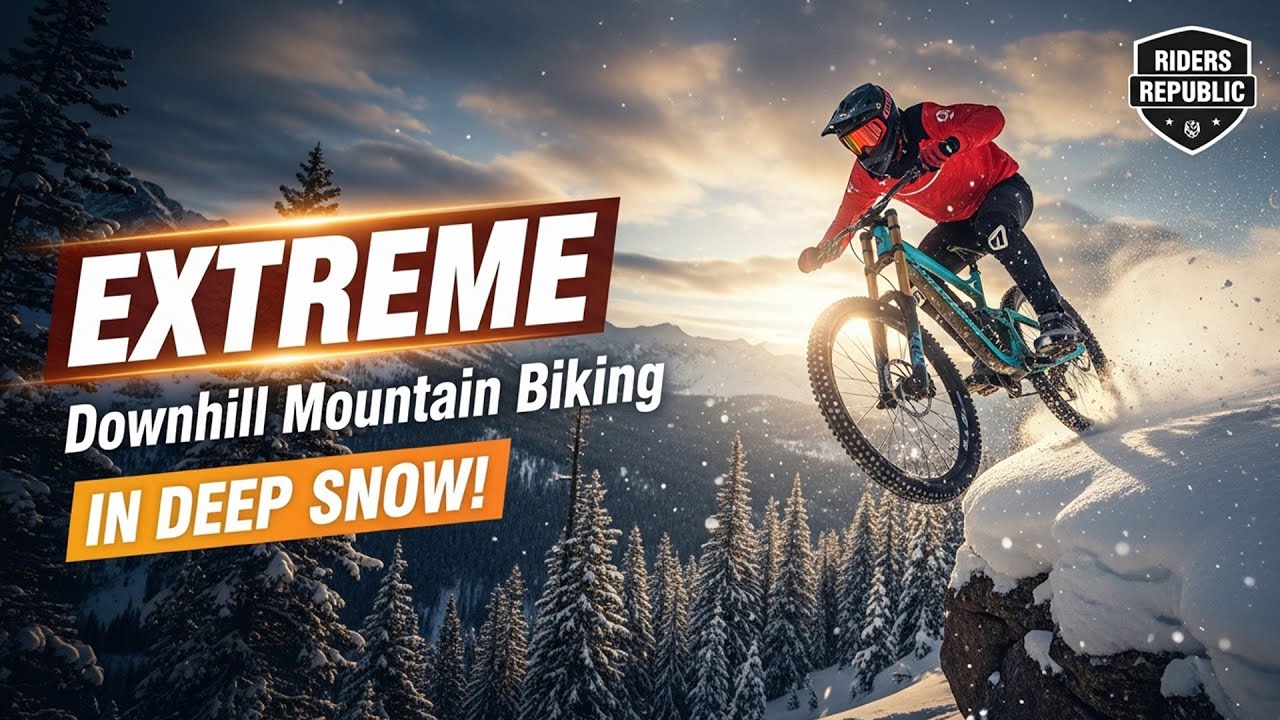 EXTREME Downhill Mountain Biking in DEEP SNOW