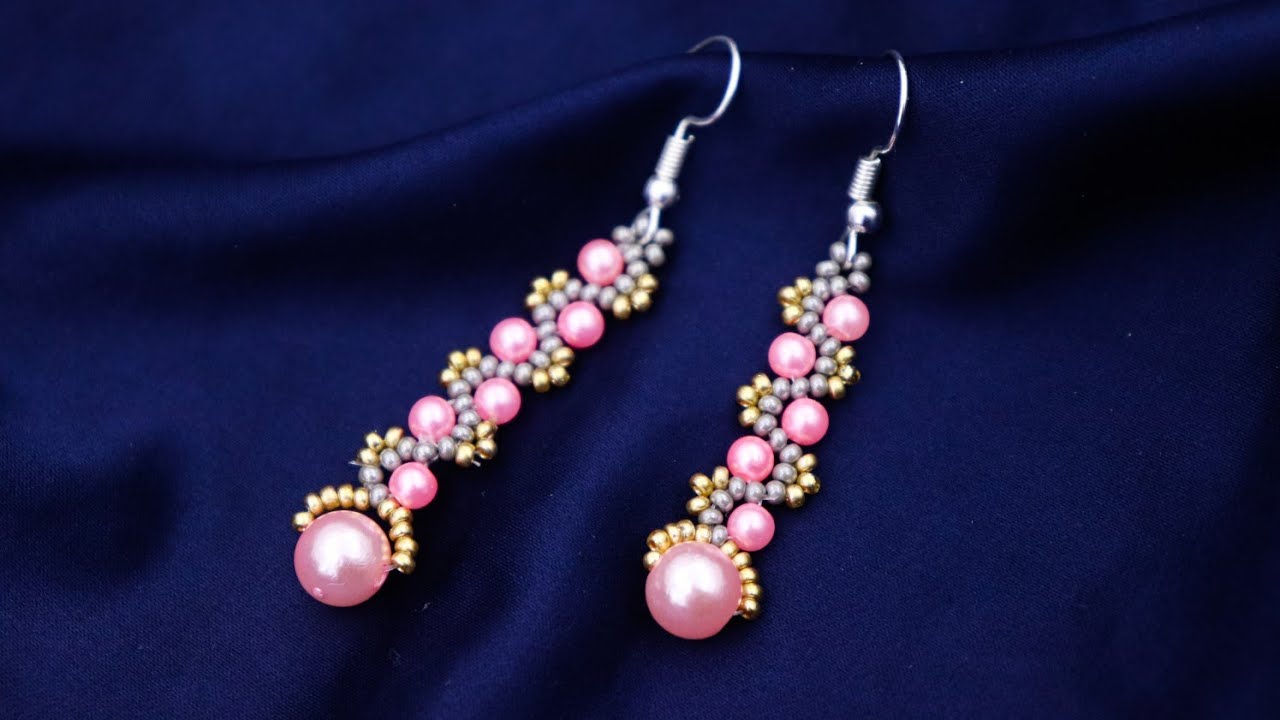 Earrings Making Tutorials For Beginners//Handmade Beads Jewelry//Beading Tutorials//Beaded Earrings