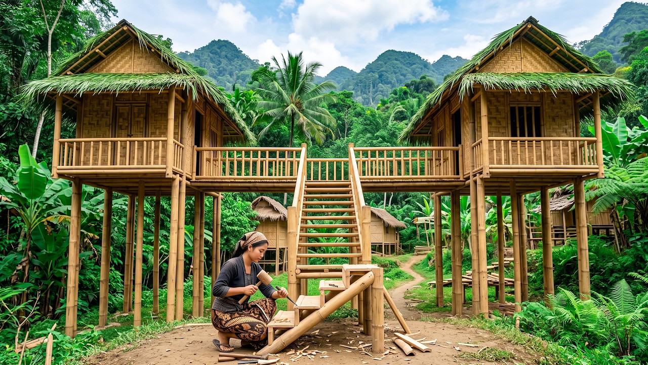 Talented woman built two beautiful bamboo houses by hand in just 90 days. | by @lythivien