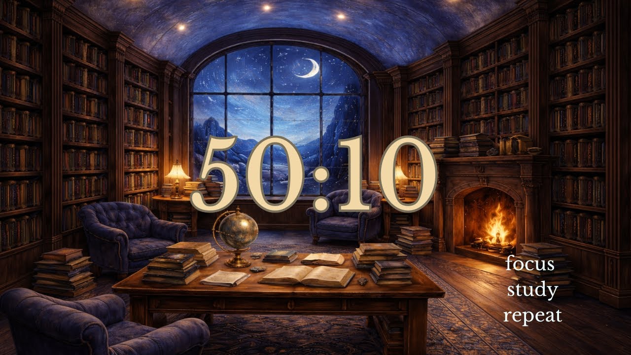 2 Hour Deep Focus Study Session | Minimal Library • Focus Challenge (50/10) •No Numbers, Just flow