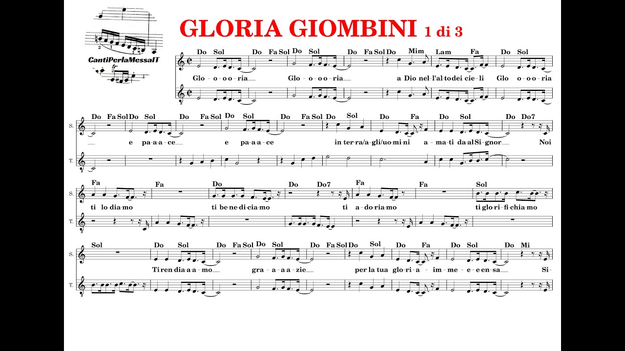 GLORIA GIOMBINI spartito st accordi testo (choir cantiperlamessaIT)
