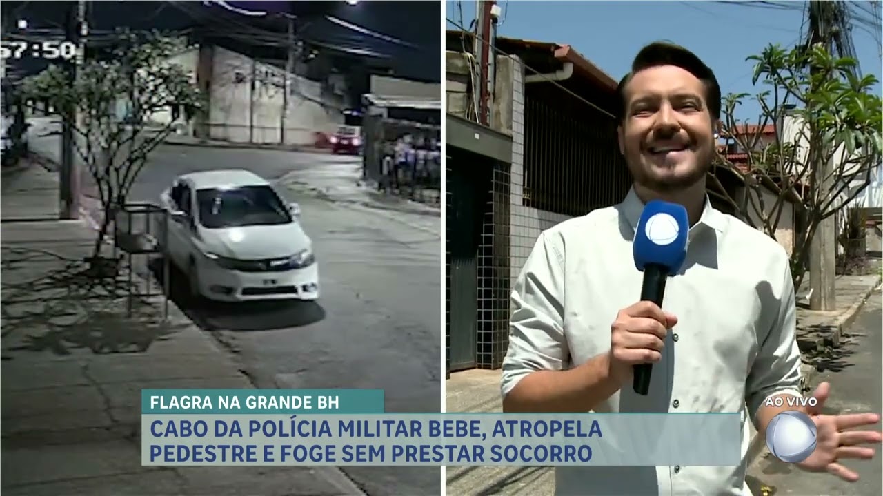 Circuito flagra momento em que policial atropela pedestre e foge em Contagem (MG)