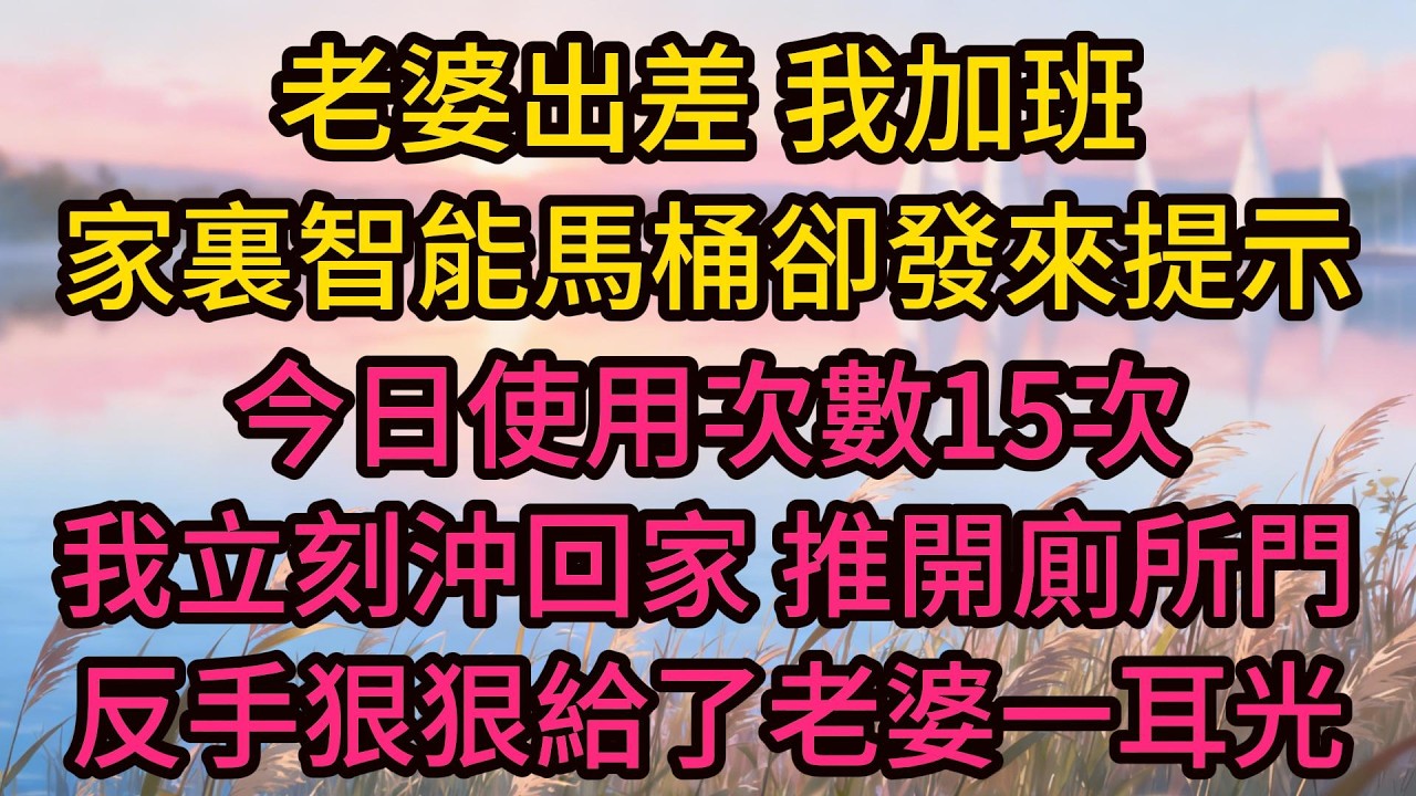 老婆出差，我加班，家裏智能馬桶卻發來提示：今日使用次數15次。我立刻沖回家，推開廁所門，反手狠狠給了老婆一耳光