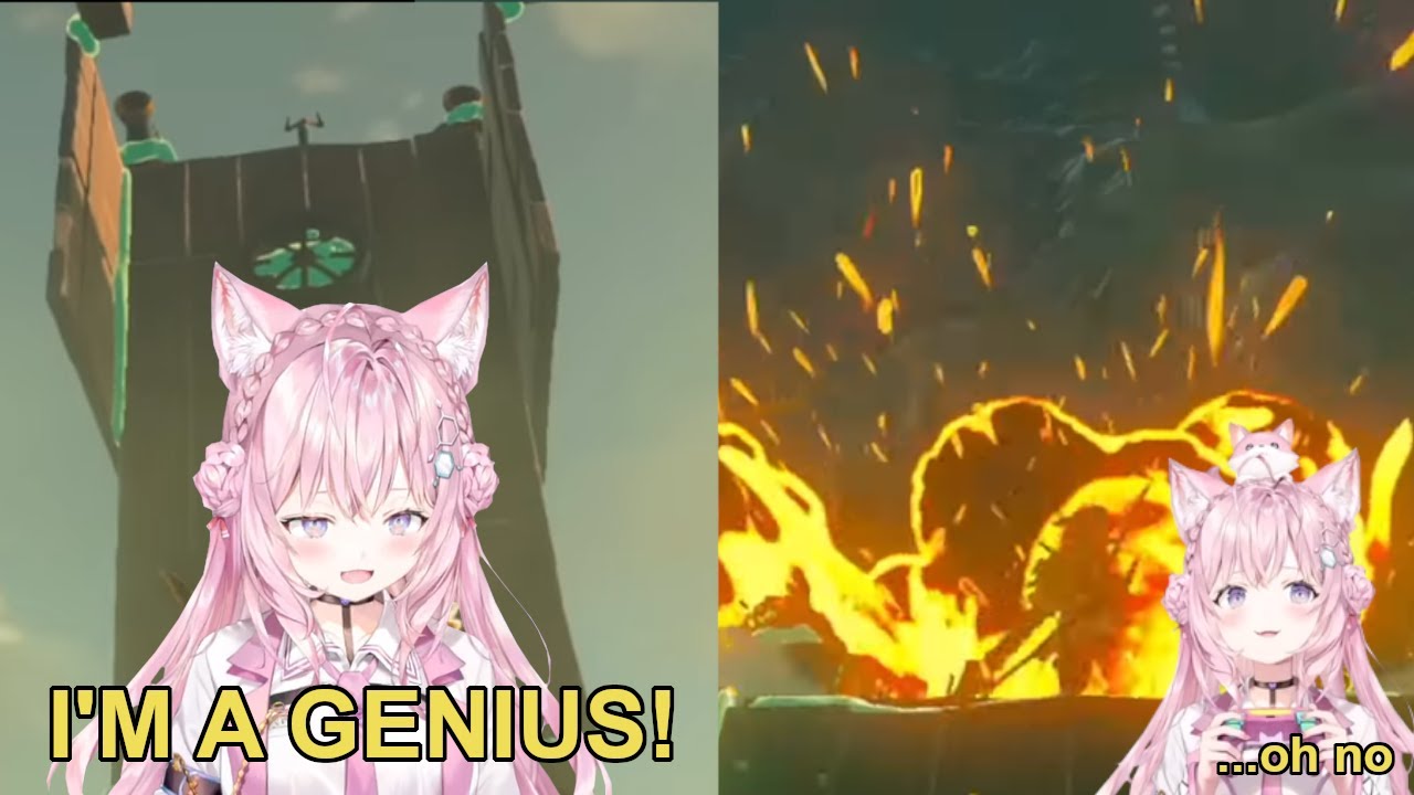 Koyori has a blast testing out her new prototype robots