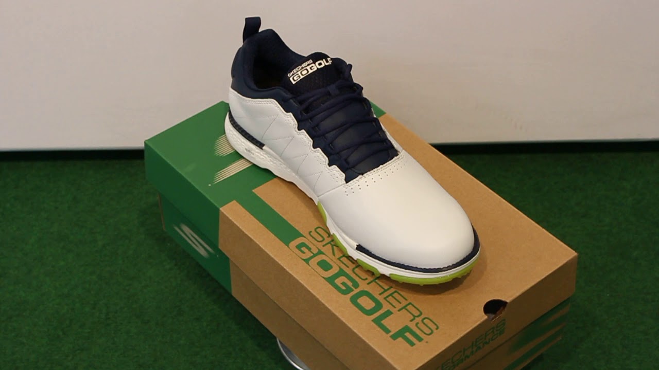 SKECHERS GOGOLF ELITE V 3 HVID NAVY HERRE GOLFSKO