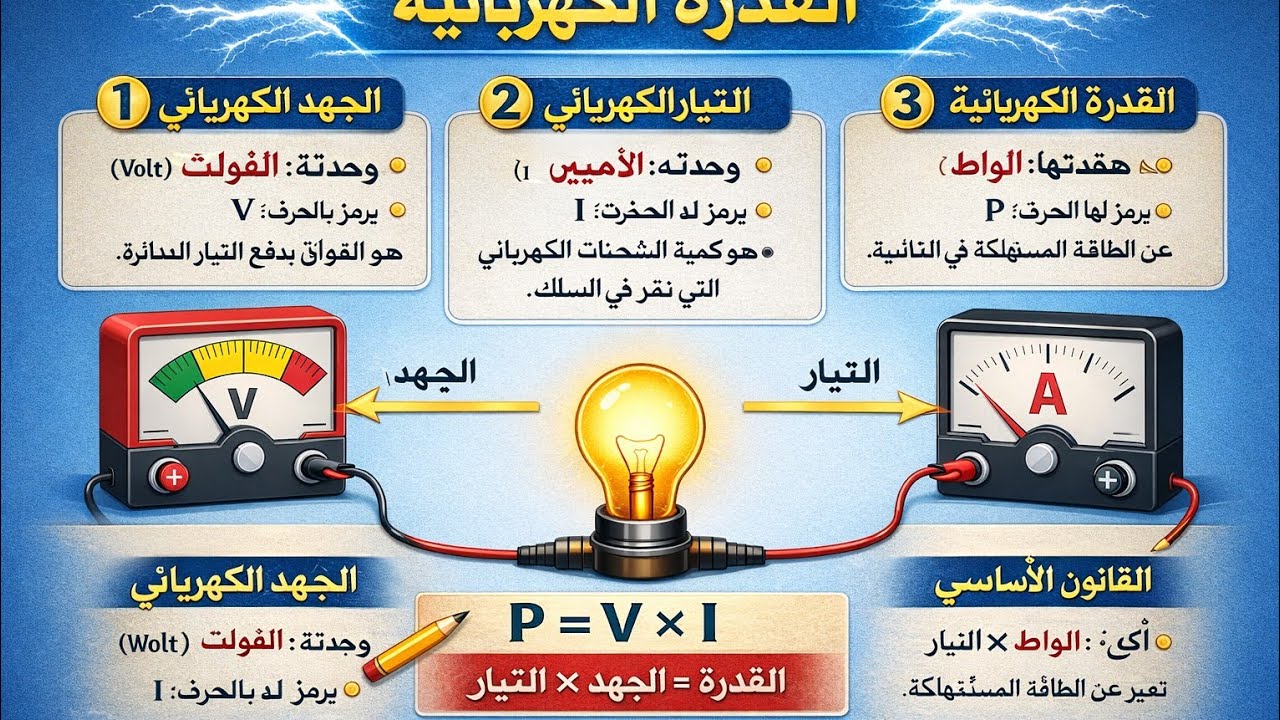 القدرة الكهربائية #توجيهي2008 #توجيهي2009 
