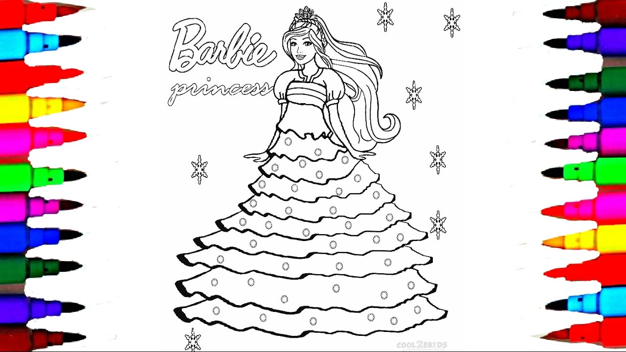 How To Draw Barbie Princess Dress l BARBIE Coloring Pages with Colored Markers l Videos for Children