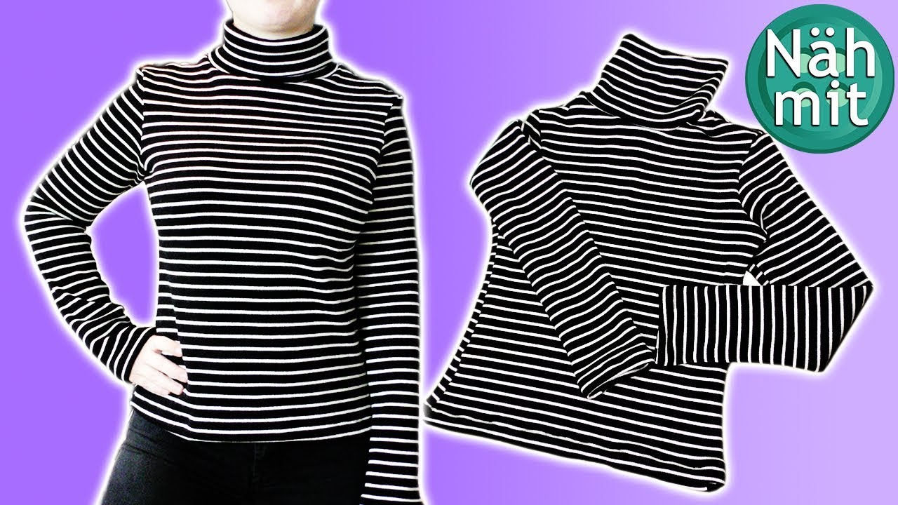 Pullover NÄHEN | Rollkragenpullover ohne Schnittmuster | Jersey | Nähen für Anfänger | Näh mit mir!
