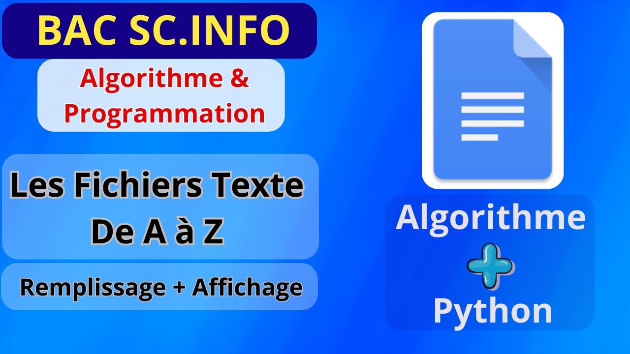 Bac Sc. Informatique | Les Fichiers texte de 0 | Algo et python