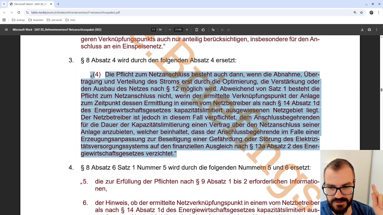 Wir lesen den Entwurf des 