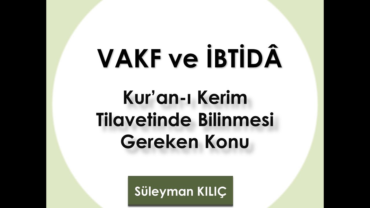 Vakıf  ve İbtida