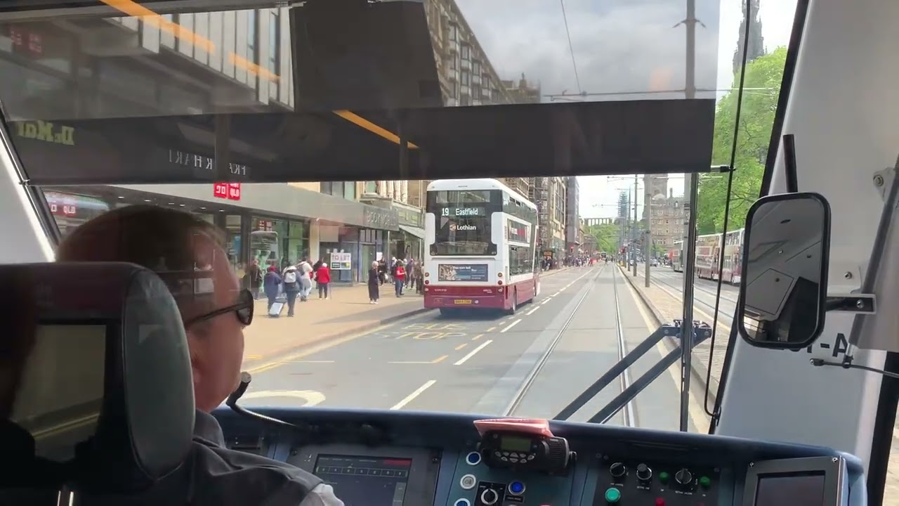 Edinburgh Tram Ride Princes Street Driver POV