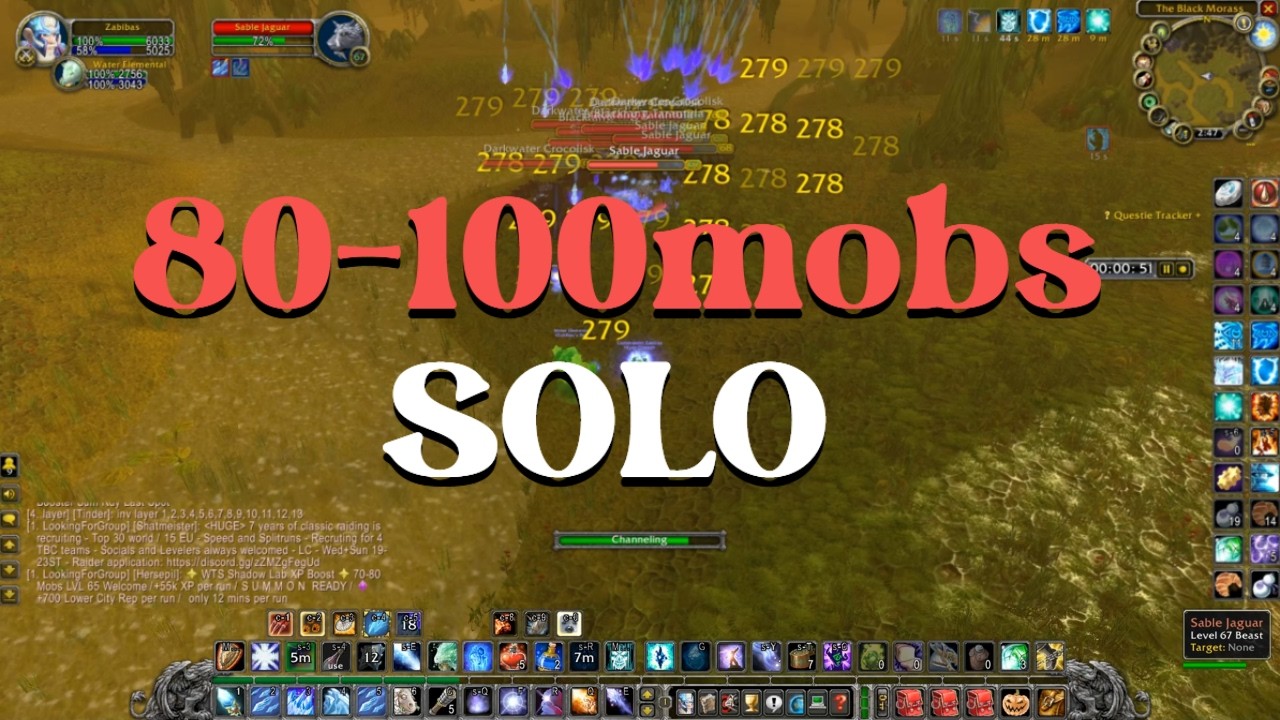 Wow TBC Anniversary Black Morass Mage Solo 68-70lvl 50-70k exp run  13m 80-100mobs