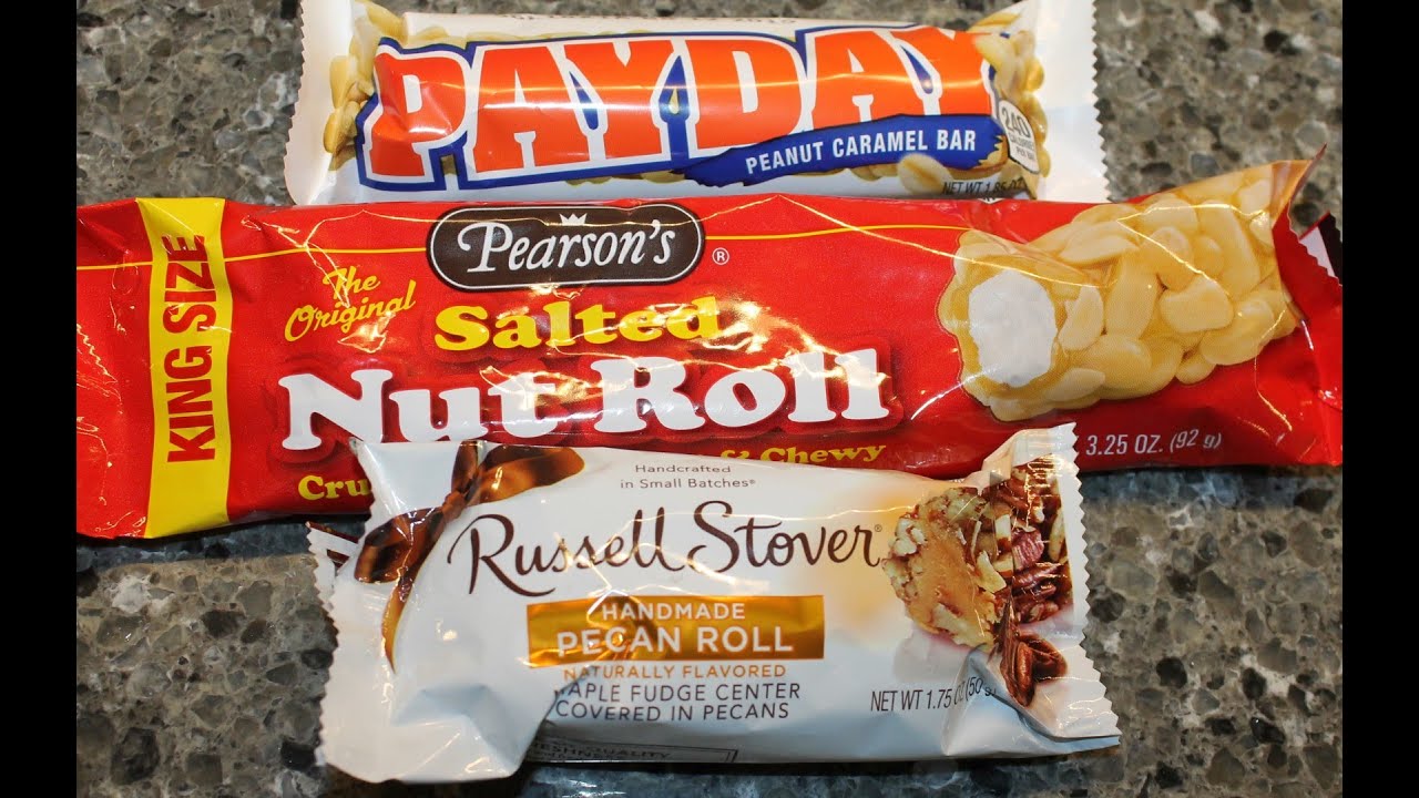 Payday Peanut Caramel Bar, Pearson’s Salted Nut Roll & Russell Stover Pecan Roll Review