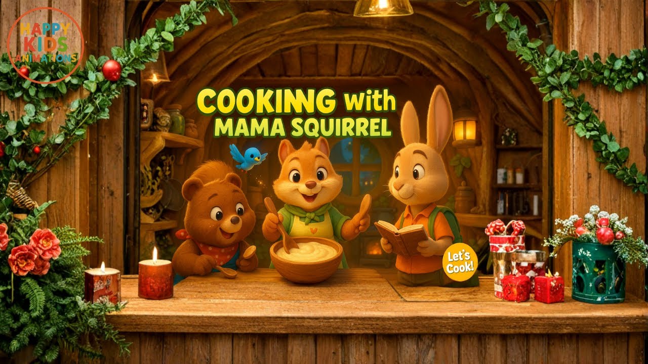 🍳🐿️ Cooking with Mama Squirrel – Milo & Ollie Learn to Make Forest Food! 🐻👩‍🍳🍲