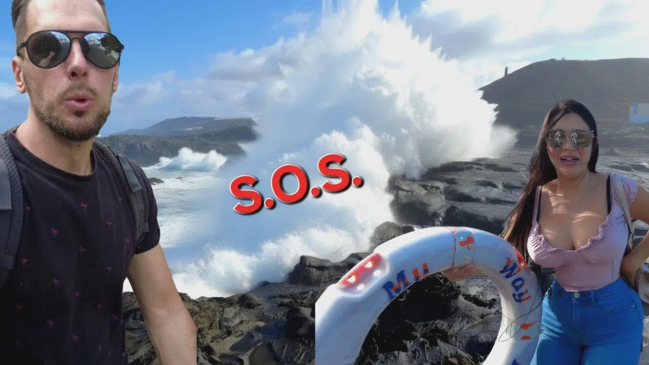 Por pouco não deu ruim! 😱 Enfrentando ondas gigantes e tempestade em Gran Canaria 🇮🇨