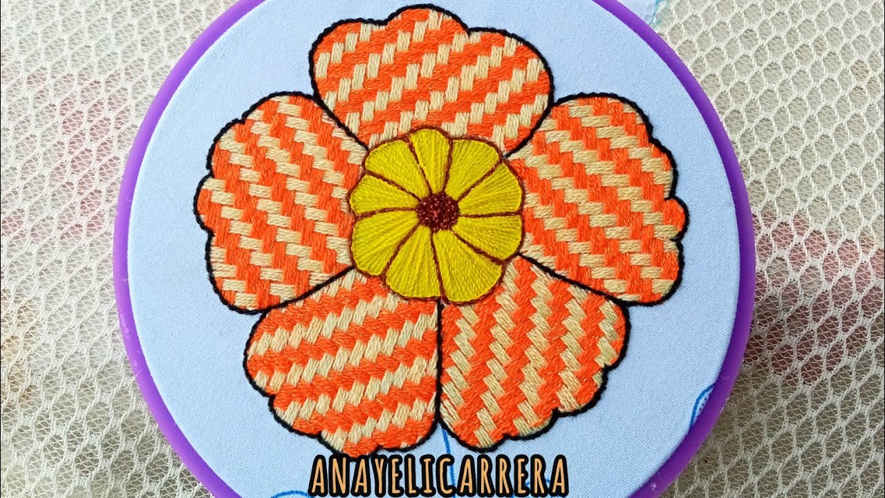 #120Cómo bordar una flor con bellísima puntada fantasía ideal para cualquier diseño 