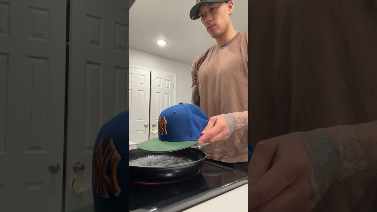 NO STEAMER, NO PROBLEM!😈 🧢#fitted #fittedhats #hat #curvedbrim #shorts