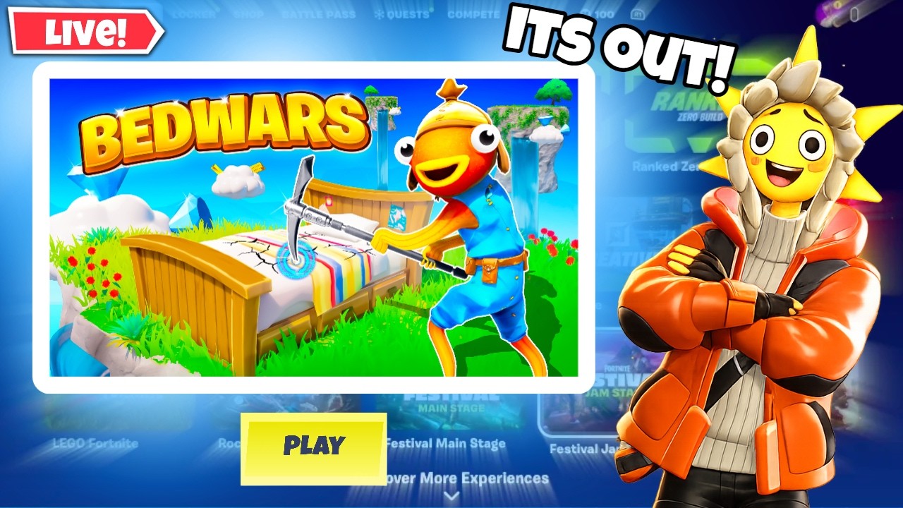 🔴LIVE - My Fortnite Bed Wars Map is OUT , Join the stream!