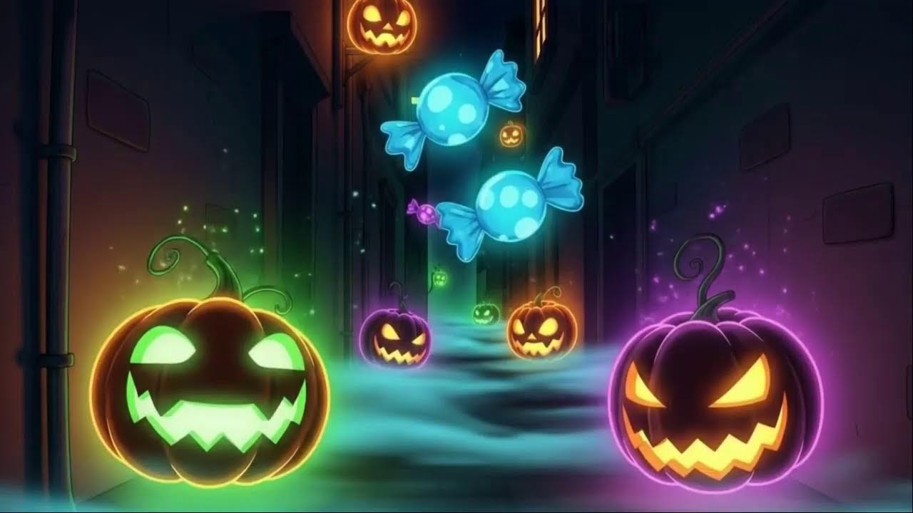 🎃 1 Hour of Neon Pumpkin Halloween Music | Background Music for Halloween Night
