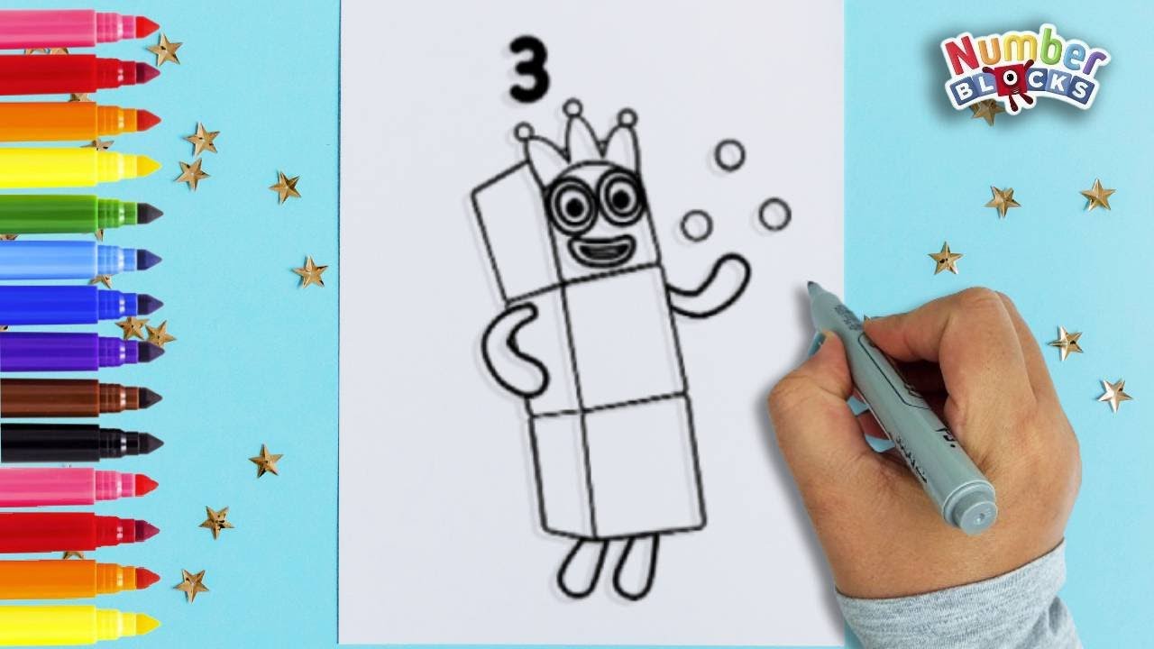 Number Block 3 Drawing , Painting & Coloring For Kids |Tips For Toddlers