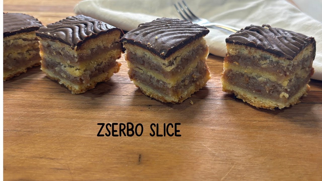 Zserbó Slice (Hungarian Gerbeaud Slice) | Layered  with a Chocolate Top @Kingoftarts ​