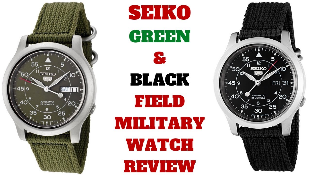 Seiko5 Green & Black Field Military Watch Review SNK805, SNK809 (Seiko)