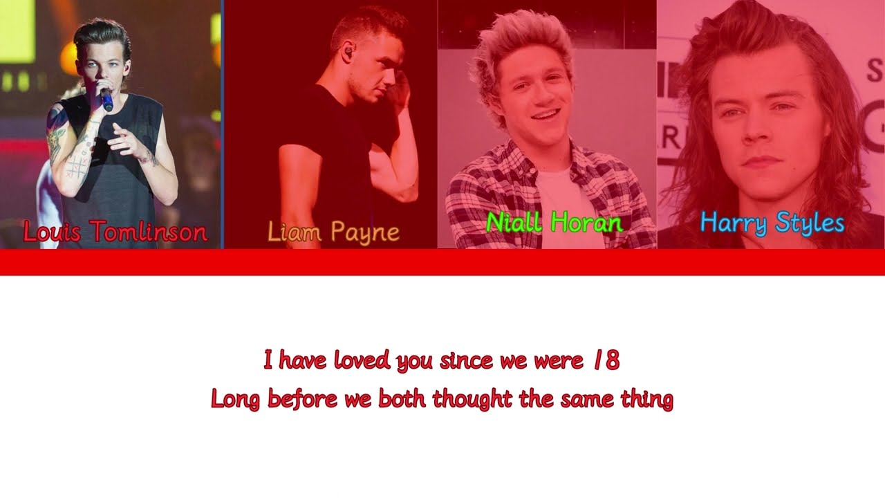 One Direction -18 without Zayn Malik Color Coded Lyrics