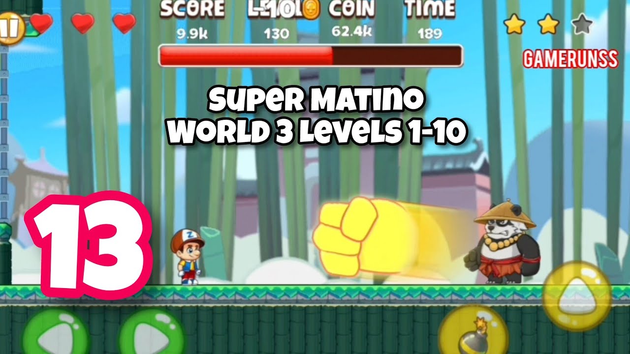 Super Matino Adventure - Gameplay Walkthrough Android Part 13 - World 3 Levels 1-10