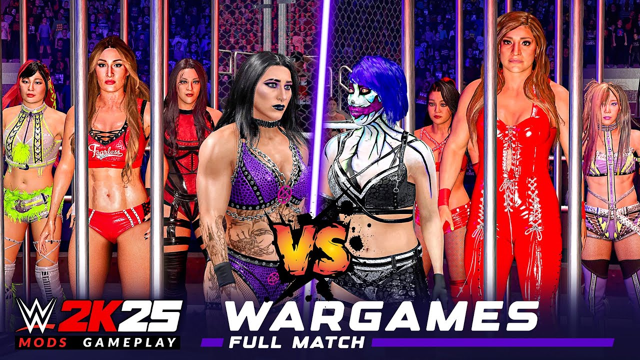 WARGEAMS MAYHEM! 💥 Team Rhea Ripley vs Team Asuka [WWE 2K25 Full Match]